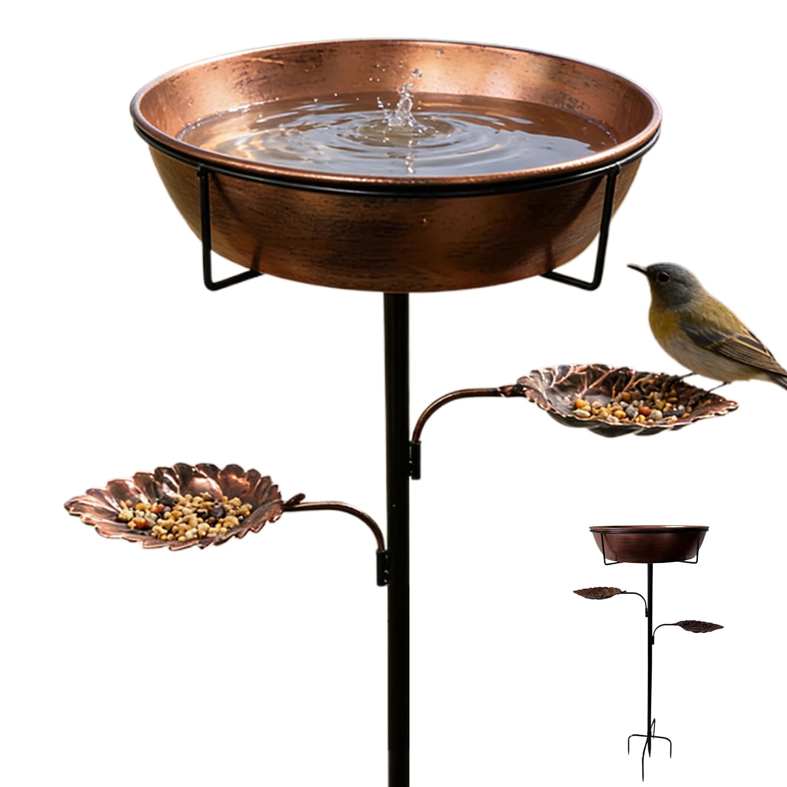 Baños para Pájaros Bebedero de metal inoxidable con cuenco extraíble | Baño para pájaros al aire libre Agua Colibríes Jardín Césped Decoración Estanque Patio Jardín Balcón
