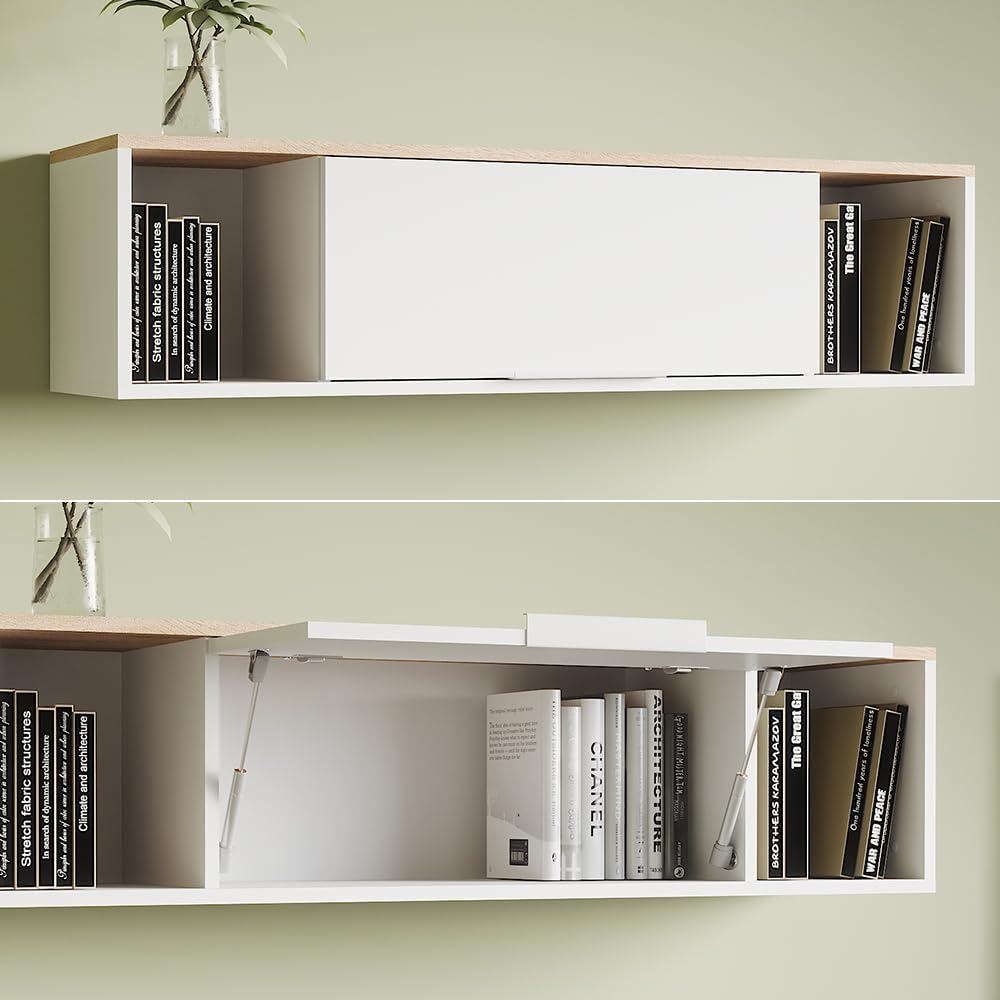 Vicco Estantería de Pared Betti, Blanco/Sonoma, 120 x 30 cm | para montaje en pared, apto para salón u oficina