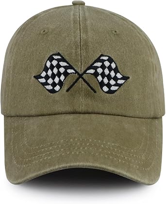 Kahhrepa Checkered Flags Hats for Men Women, Funny Adjustable Cotton Embroidered Racing Car Flag Baseball Cap