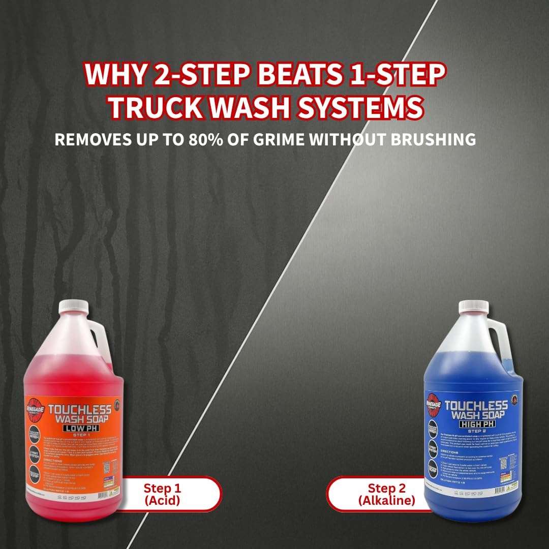 Renegade Products USA - Touchless 2-Step Truck Wash Soap System, Scrub Free Truck Cleaner for Big Rigs