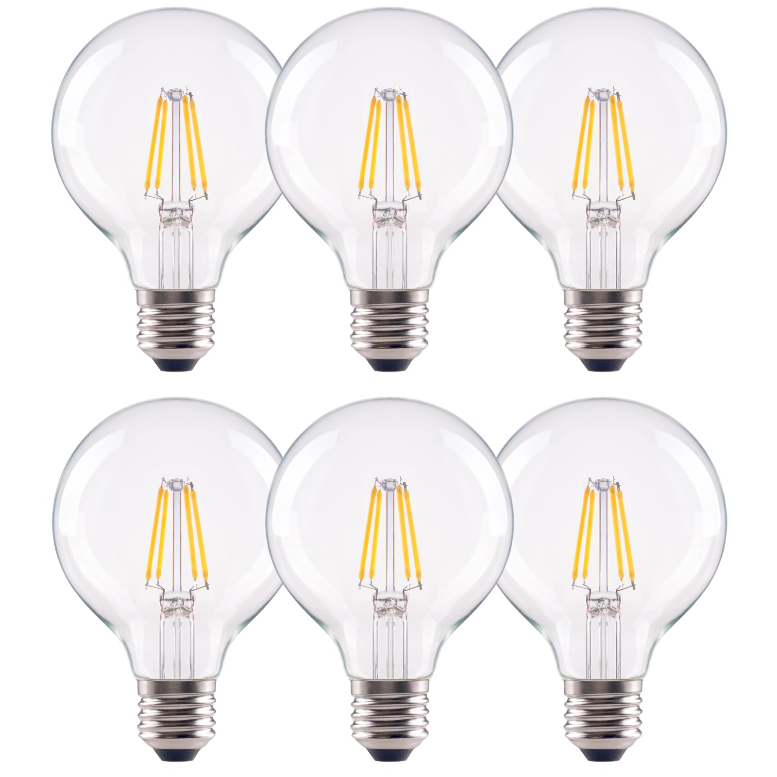 G25 LED Globe Light Bulbs Dimmable 40W Equivalent CRI 90 E26 Base Warm White 2700K Edison Vanity Light