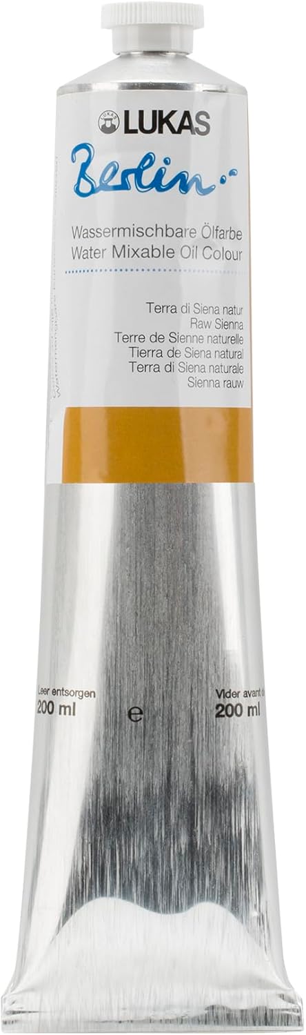 LUKAS Berlin Oil 200 ml – Water Mixable Oil Paint in Premium Quality – Colour Terra di Siena Natural