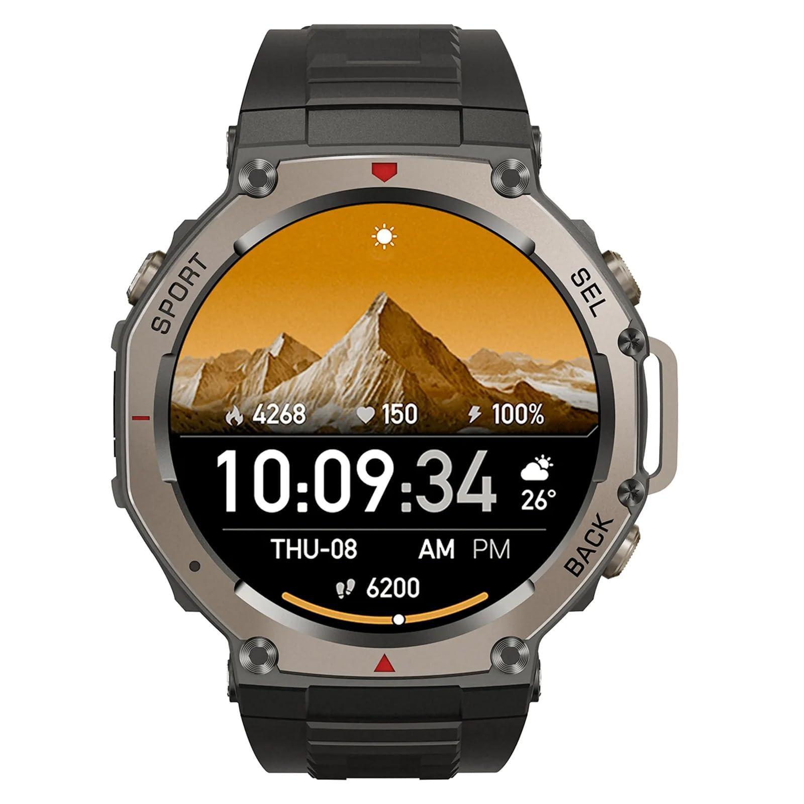Reiteag Sekoda Gps Sports Smartwatch Doppia Frequenza, Oltre 170 Dati Su Fitness E Salute, Durata Della Batteria Di 15 Giorni, Frequenza Cardiaca E Spo₂, Impermeabile (Nero(1 Articolo))