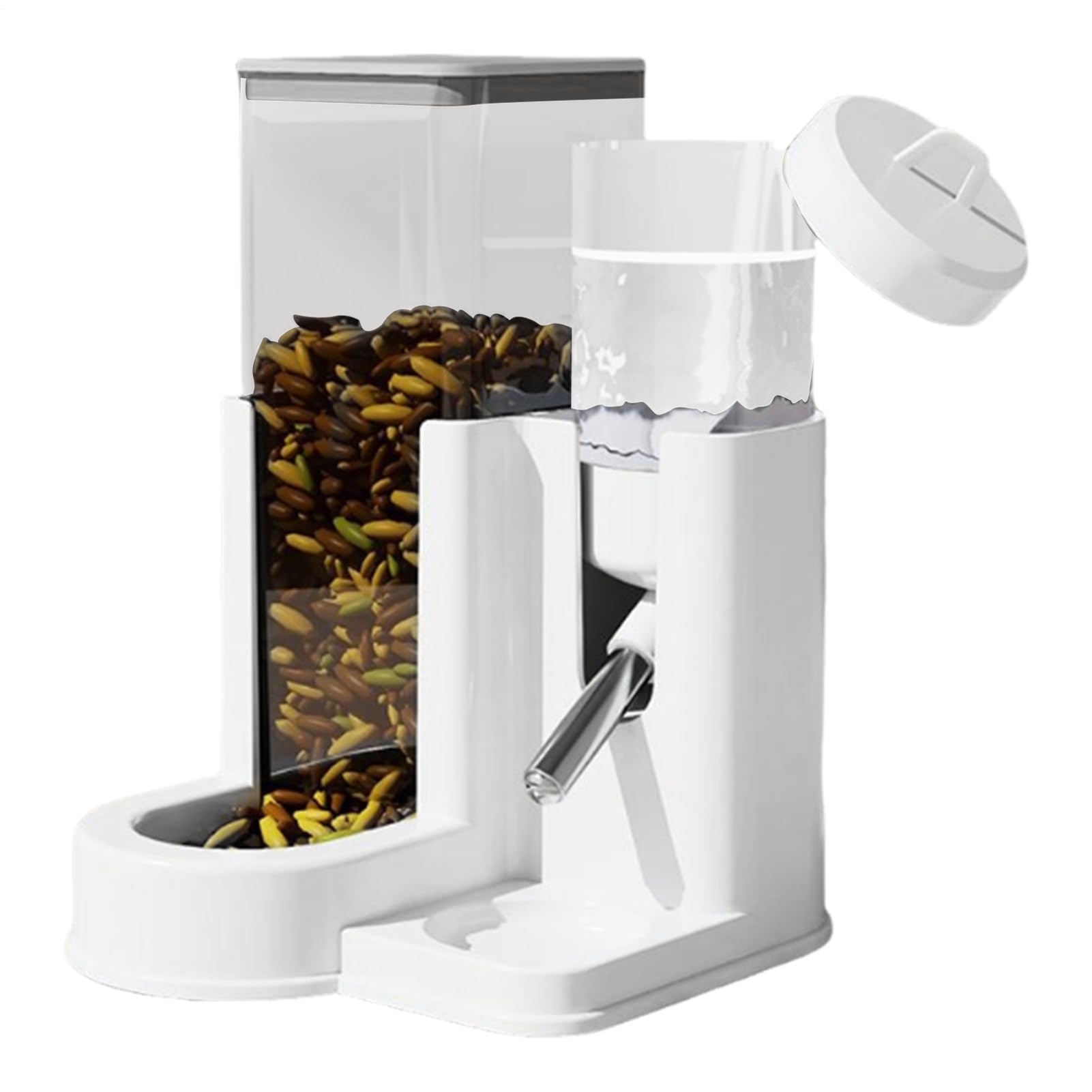 Alimentador de hámster automático 2 en 1 con bandeja para agua y comida de animales pequeños