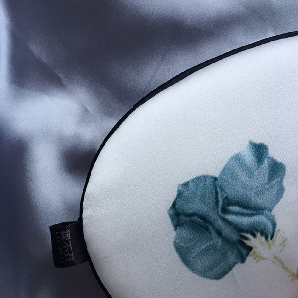 Masque De Sommeil Eyes Masque Silk Impression Bleu Fleurs sur Blanc Sleeping Masque Soft Double Band Bandeau Bandeau Eyepatch Night Mask Masque De Nuit Sommeil