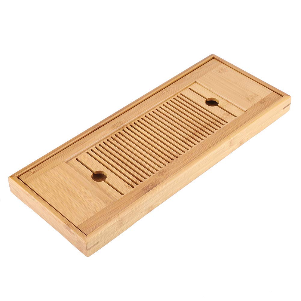 Bamboo Tea Tray Portable Tasteful Chinese Gongfu Tea Table Tasteful Serving Tray Plate Home Garden 38 * 15cm