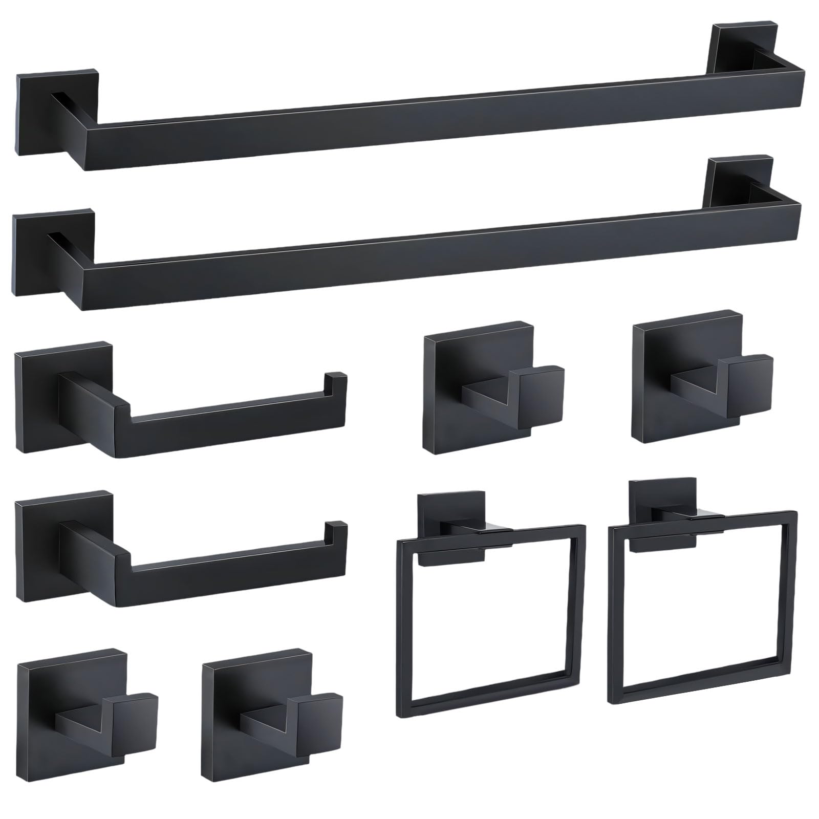 Elnwnnkc Black 10Pc Rustproof Bathroom Hardware Collection Featuring Matching Towel Racks And Holders Multi Functional Towel Track