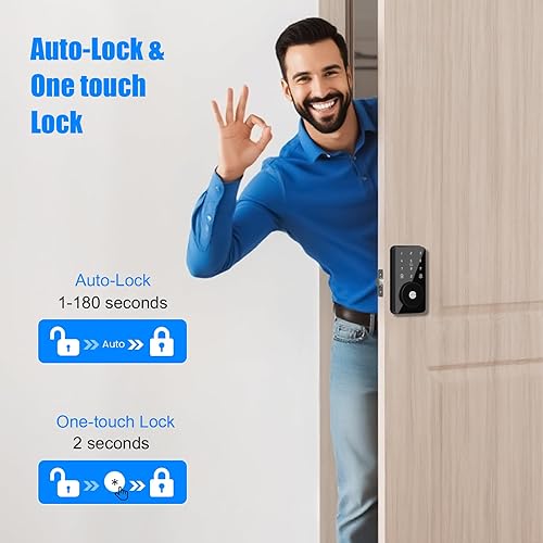 Miniatura 4 de Cerradura inteligente, cerradura de puerta de entrada sin llave 4 en 1 para puerta delantera, cerradura de puerta de 6 códigos digitales con