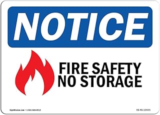 OSHA Notice Signs - Fire Safety No Storage Sign with Symbol | Extremely Durable Made in The USA Signs or Heavy Duty Vinyl Label Decal | Protect Your Construction Site, Warehouse & Business