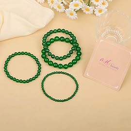 AD Beads Handmade Gemstone Stretch Elastic Bracelet Crystal Healing Reiki Nature\'s Beauty and Spiritual Essence Unisex (10mm, Green Jade (Heart Opening))