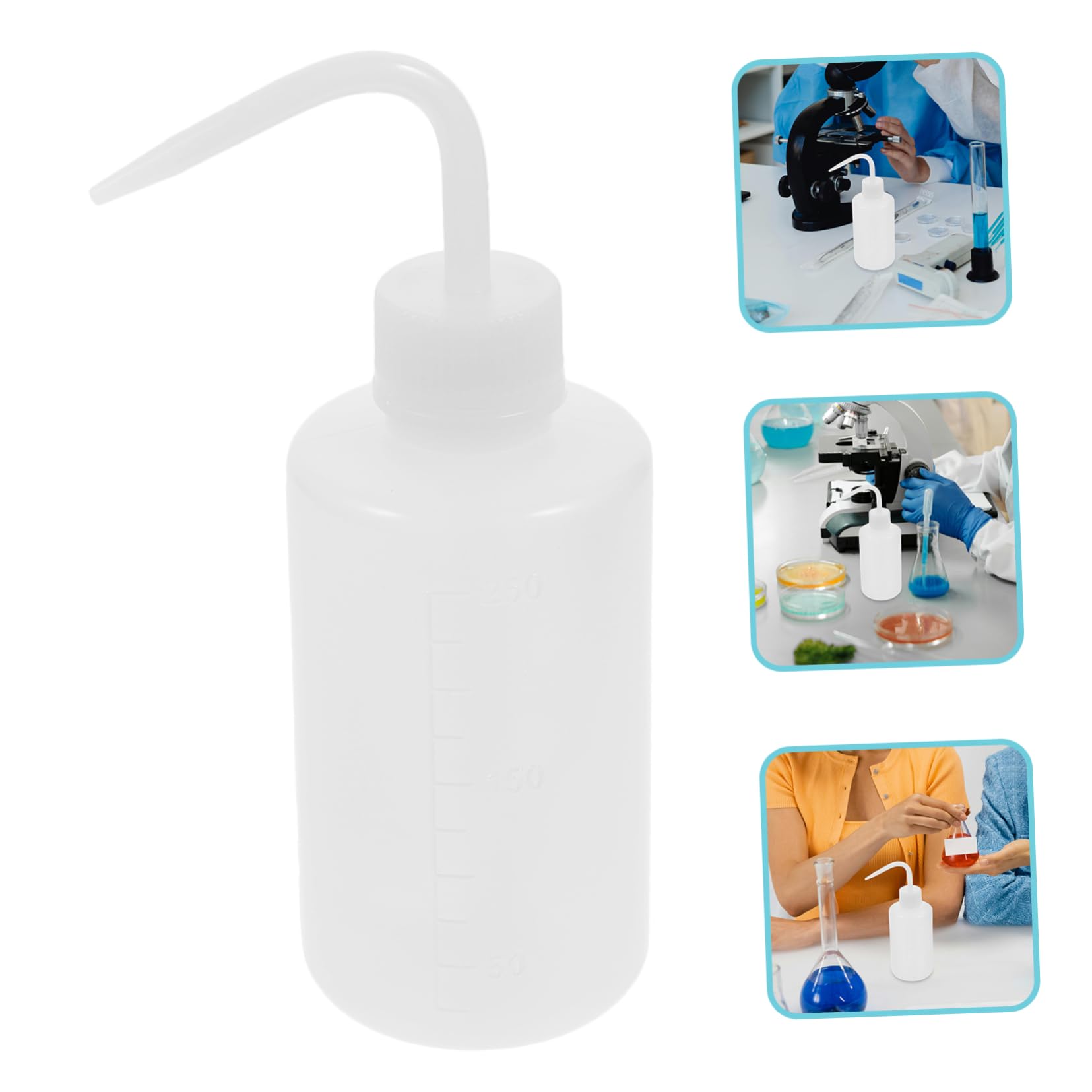 FUNOMOCYA Set of 4 Plastic Lab Wash Bottles 250ml Graduated Scale Bottles for Cleaning Watering