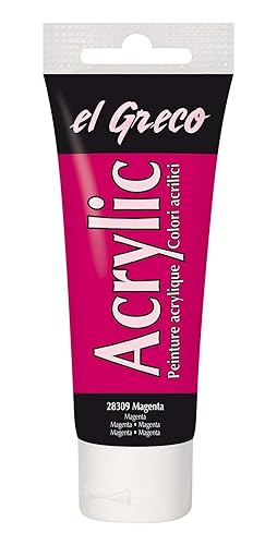 KREUL 28309 - El Greco Acrylic, 75 ml Tube in magenta, hochpigmentierte, glänzende Acrylfarbe in Studienqualität, buttrig vermalbar, für pastose Malerei - Magenta - 75 ml (1er Pack)