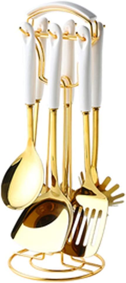 7 PCS Set 304 Stainless Steel Cooking Tool,Kitchen Utensils, Three Colors Available (A)