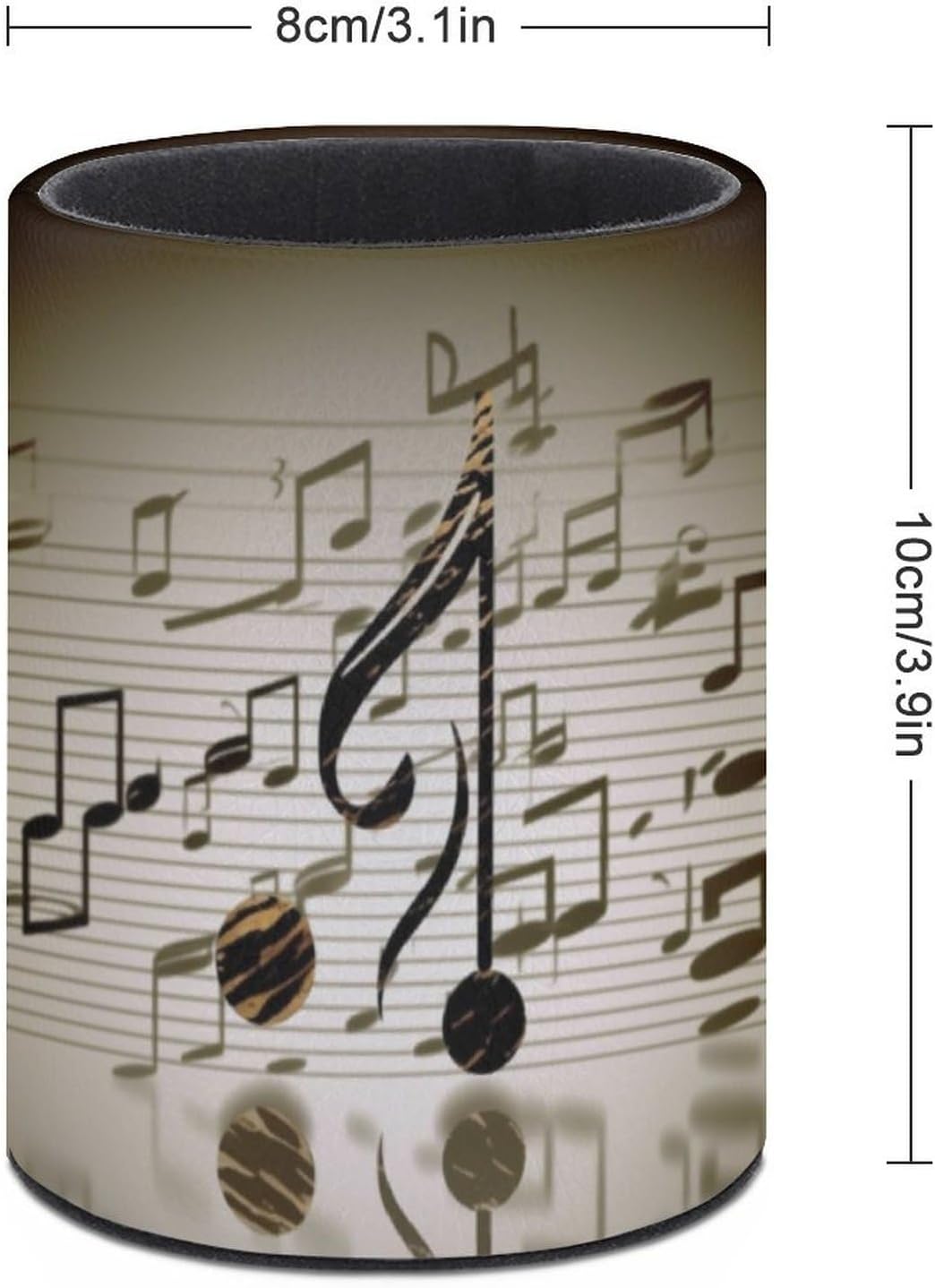 PU Leather Round Pen Holder Music Note Desk Organizer image 2