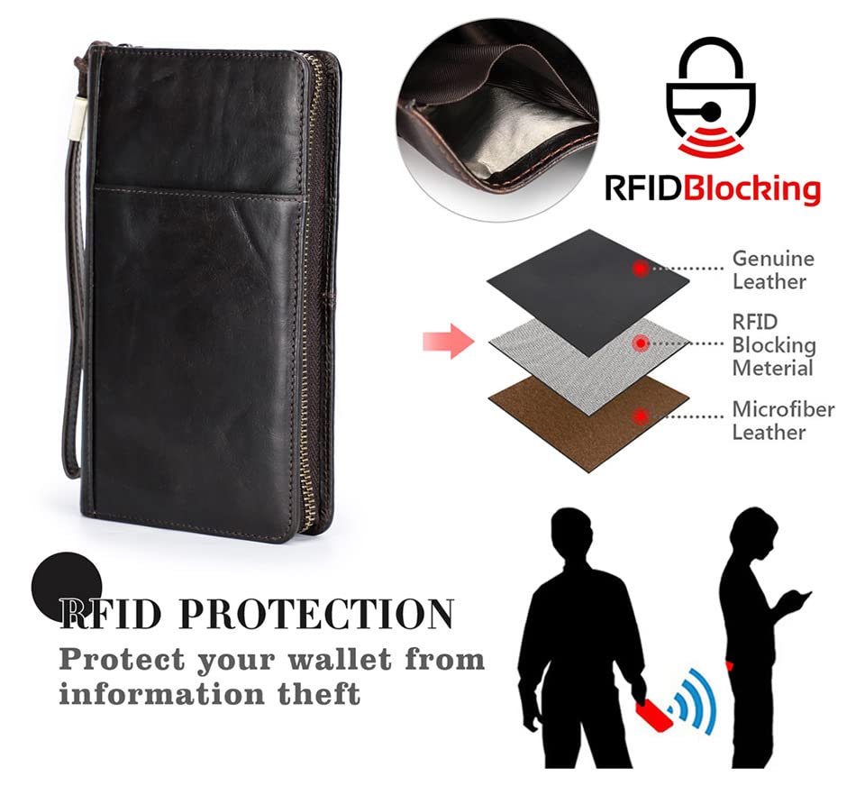 Generic Genuine Leather Mens Clutch, Leather Document Bag, Passport Bag, Zipper Mens Storage Bag, Mobile Phone Bag4