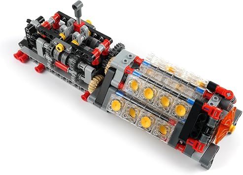 Building Blocks 6 Speed Gearbox with V16 Engine Model for MOC Power Functions