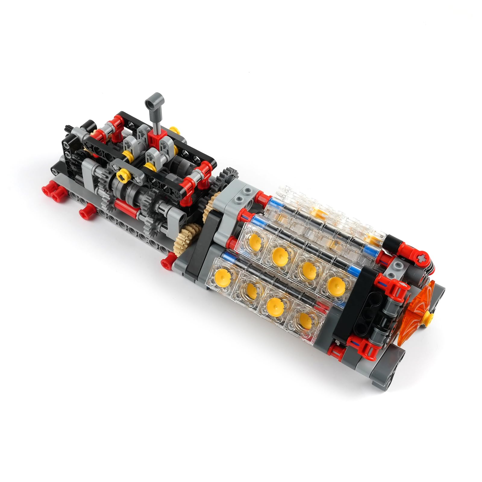 Building Blocks 6 Speed Gearbox with V16 Engine Model for MOC Power Functions