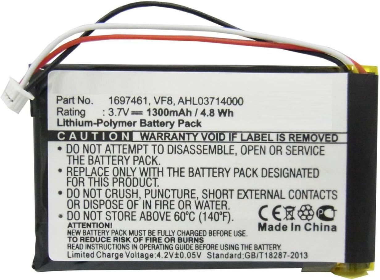 Battery for GPS, Navigator 4.81Wh Li-Pol 3.7V 1300mAh, 1697461, AHL03714000 (4.81Wh Li-Pol 3.7V 1300mAh Black for Tomtom GPS, Navigator Go 530 Live, Go 630, Go 630T, Go 720, GO 730,)