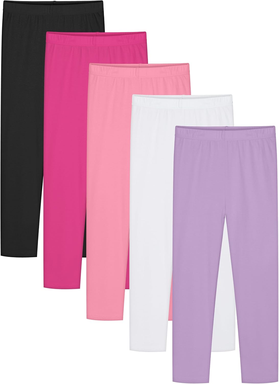 Resinta 5 Pack Girls Cotton Leggings Warm Stretch Soft Tight Pants Assorted Everyday Pull On Leggings for Kids Multipack