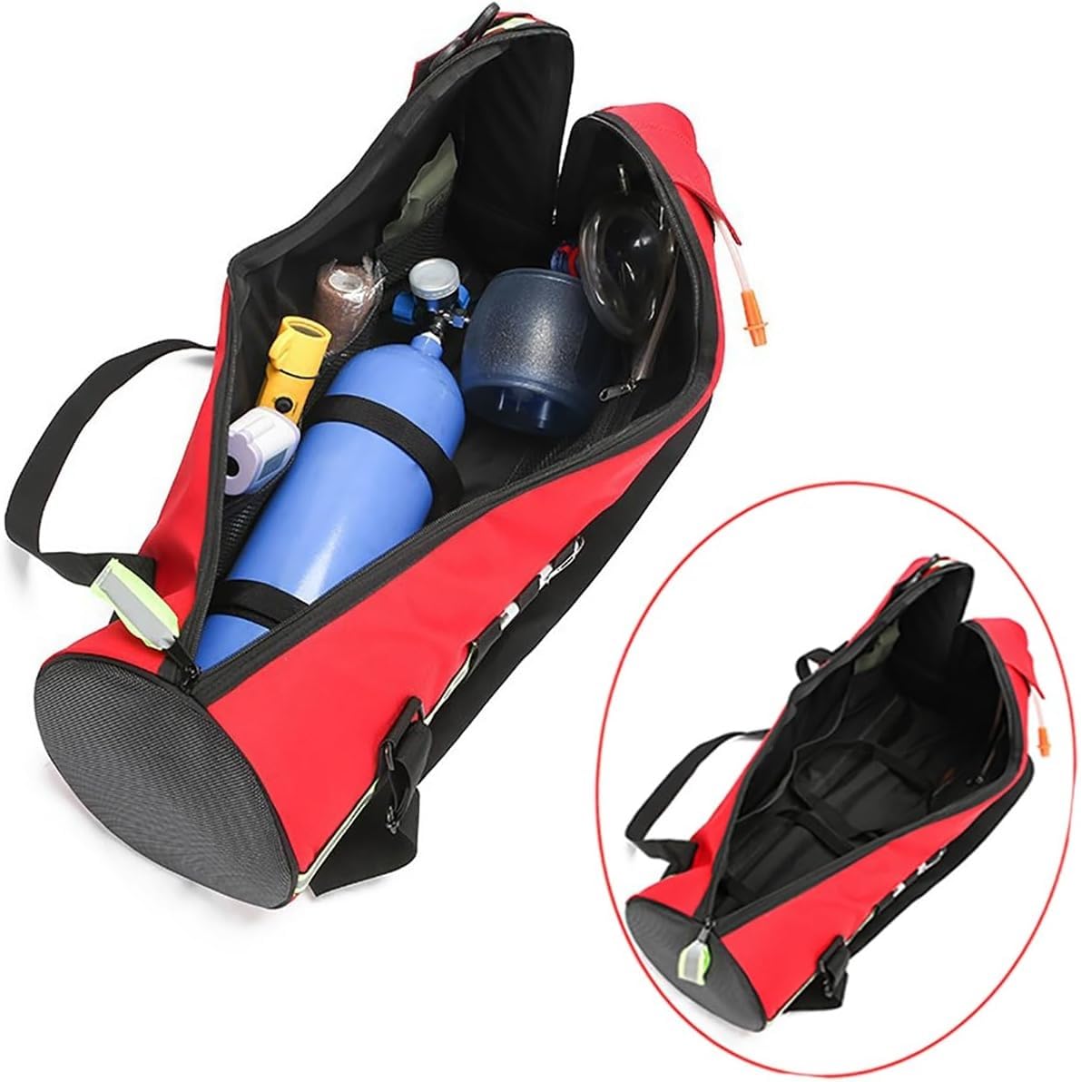 Kit de primeros auxilios, bolsa de primeros auxilios de gran capacidad, bolsa portátil de oxígeno para traumas al aire libre, bolsa vacía de lona médica de emergencia con compartimentos grandes, Red