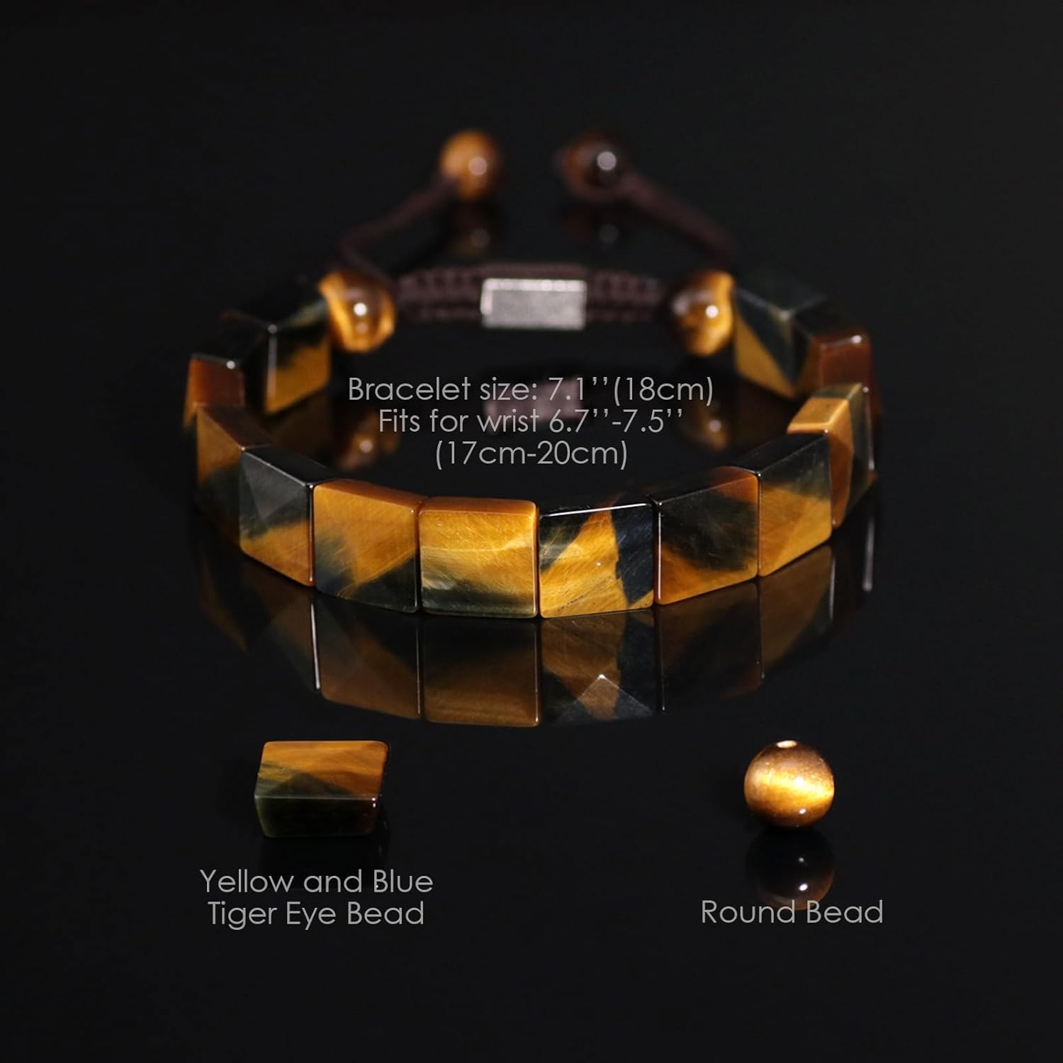 Tiger Eye Bracelet Men GALKCRST Protection Crystals Beads Bracelet for Men, Bone-shaped Unique Tiger Eye Stone Bracelet Natural Handmade Stone Beads Bracelet Gift for Stress Relief and Balance - Image 3