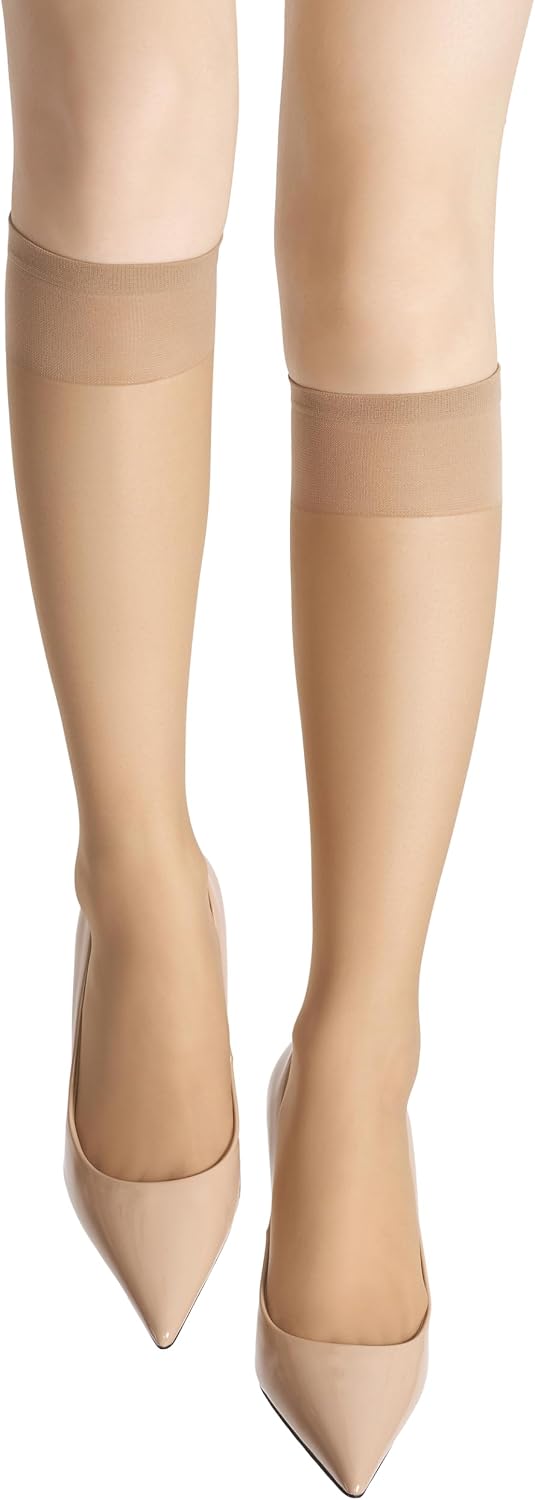 leg elegant Sheer Knee High Stockings for Women, 6 Pairs Knee High Transparent Toes Nylons Pantyhose for Women