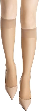 leg elegant 6 Pairs Women's Knee High Stockings Sheer Transparent Toe 20D