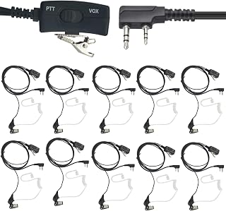 Walkie Talkie Earpiece with Mic, 10 Packs, Acoustic Tube Headset