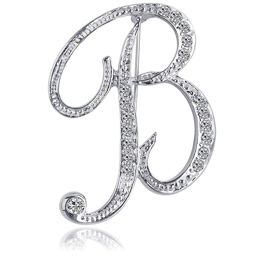 ethoon letter brooch pins initial rhinestone brooch for women crafts silvery a-z