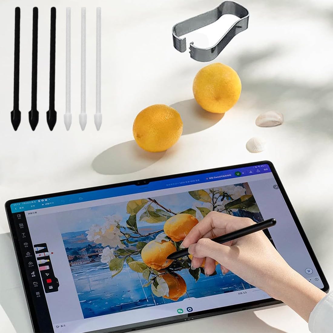 Punte di Ricambio Standard per S Pen con Pinzetta per Galaxy Tab S6 Lite/S7 Fe/S9+ Plus/S9 Fe+ Plus/S9 FE/S9/S9 Ultra/S8 Ultra/S8+ Plus/S8, 20 Pezzi