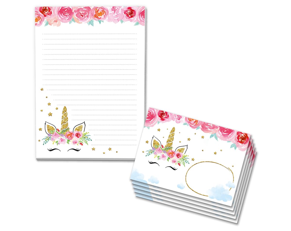 Minkocards Writing Paper Set Letter Pad with Envelope for Girls Children Unicorn Animals Children's Motif Letter Paper Pad Lined (A5 Pad with 25 Sheets + 15 Envelopes) - Image 4