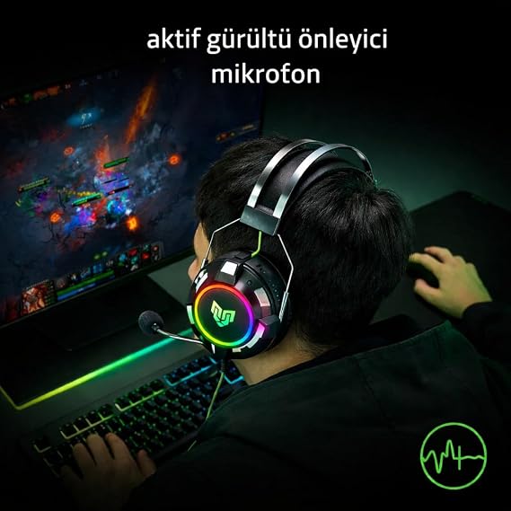 Blueforce Soundgate RGB 7.1 USB Gaming Mikrofonlu Oyuncu Kulaklığı, 7.1 Surround Ses, RGB Aydınlatma, Gürültü Engelleyici Mikrofon, USB Kablolu Oyuncu Headseti