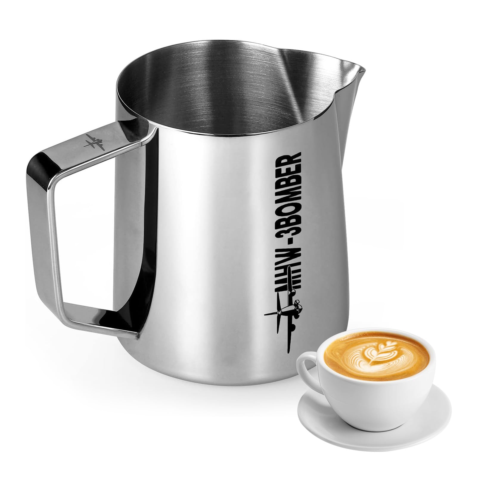 Jarra para Espumar Leche, Taza Espumadora de Acero Inoxidable de 600ml para el Hogar, Oficina, Jarra Leche Barista (400ml)