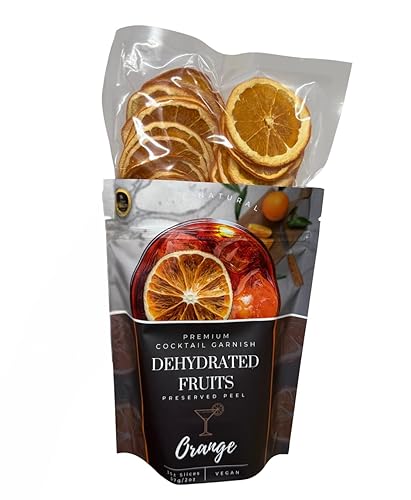 Rebanadas de naranja seca prémium - Preserved Peel  35  rebanadas -  Frutas deshidratadas para decorar cócteles y más  Sin conservantes  Saludables