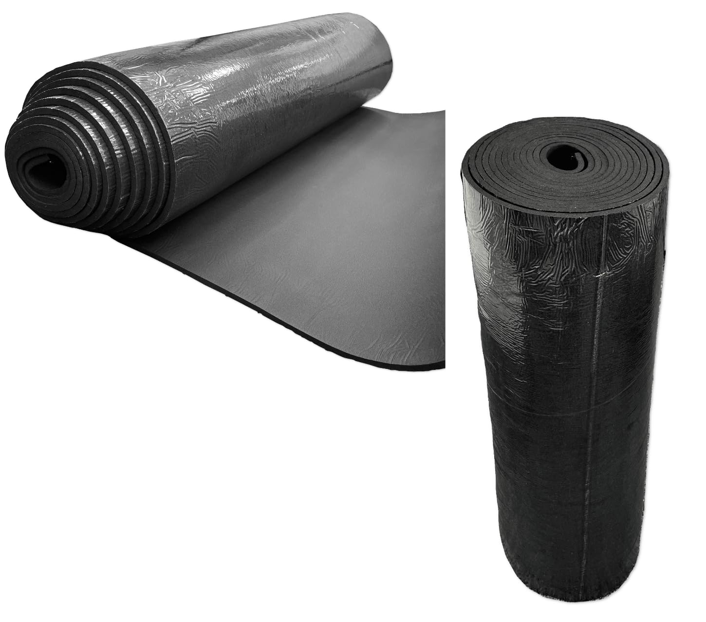 Tappetino isolante NBR/PVC autoadesivo – Rotolo da 10 m² | Isolamento termico 0,036 W/mK e isolamento acustico 15 dB | Tappetino isolante flessibile per pareti, pavimento, auto, camper, certificato CE