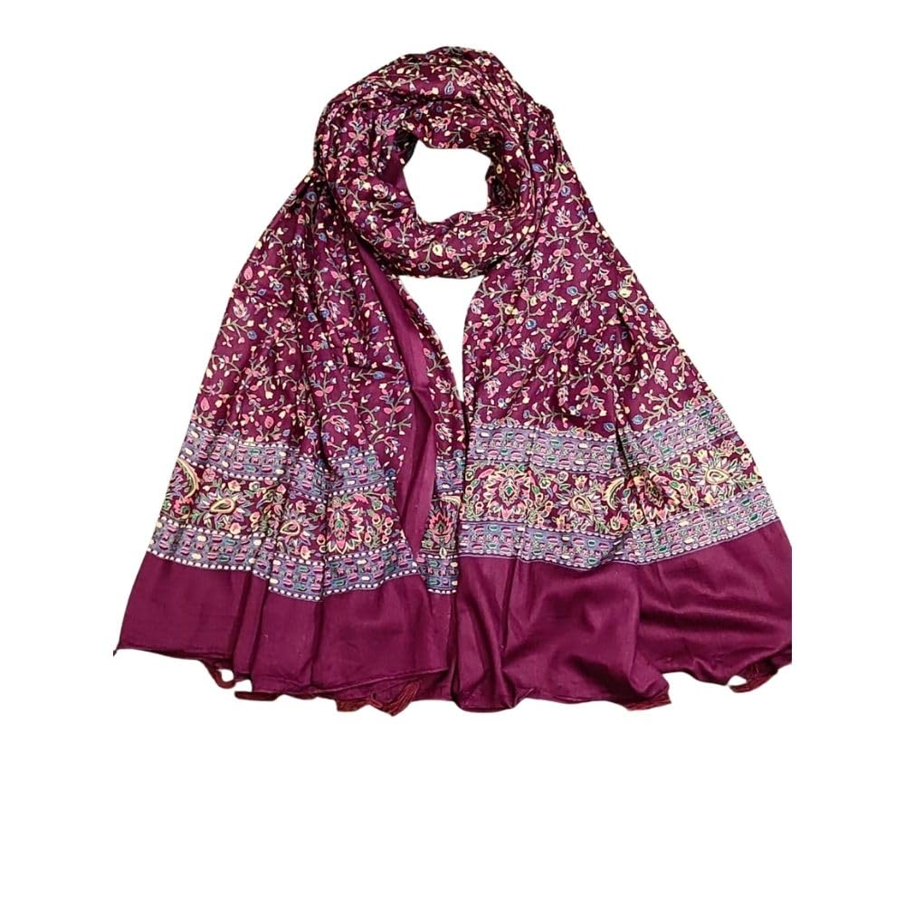 dl fashion Womens Cotton Printed Chunni Dupatta Lightweight Soft Ethnic Stole Traditional Daily and Festive Outfit Accessory (Wine)-picture-10