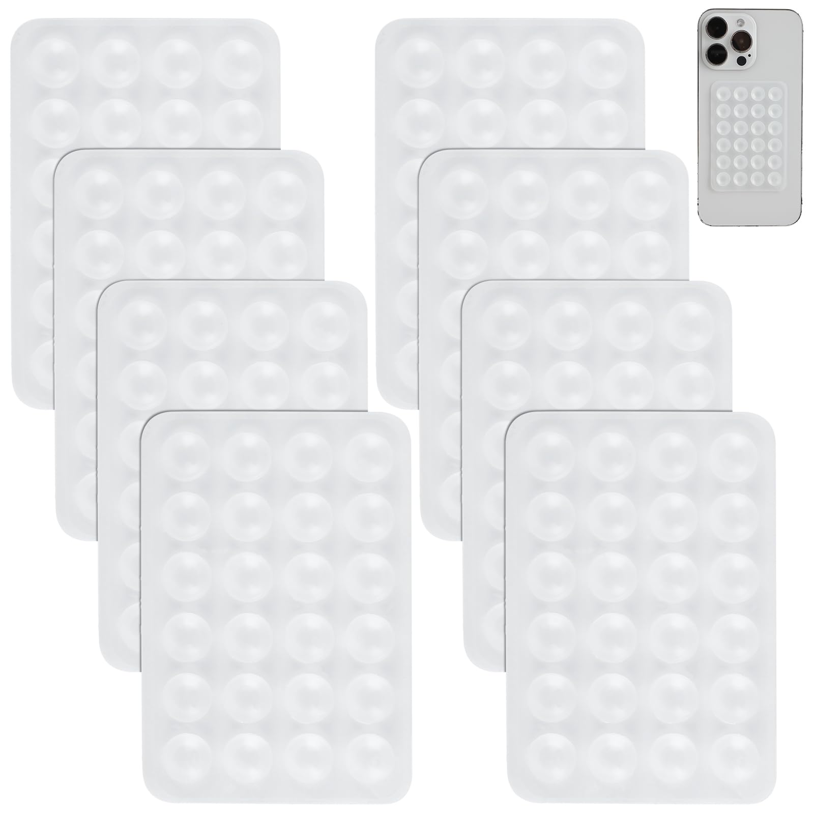 Lot De 6 Supports Téléphone Ventouse + Adhésif - Silicone - Pour Douche, Cuisine, Miroir - Mains Libres Pour Vidéos, Selfies