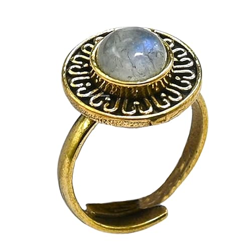 Rainbow Moonstone Rings for Women and Teen Girls - Silver Rainbow Moonstone Crystal Ring Birthstone Jewelry - Healing Crystal Gifts for Her, Mothers