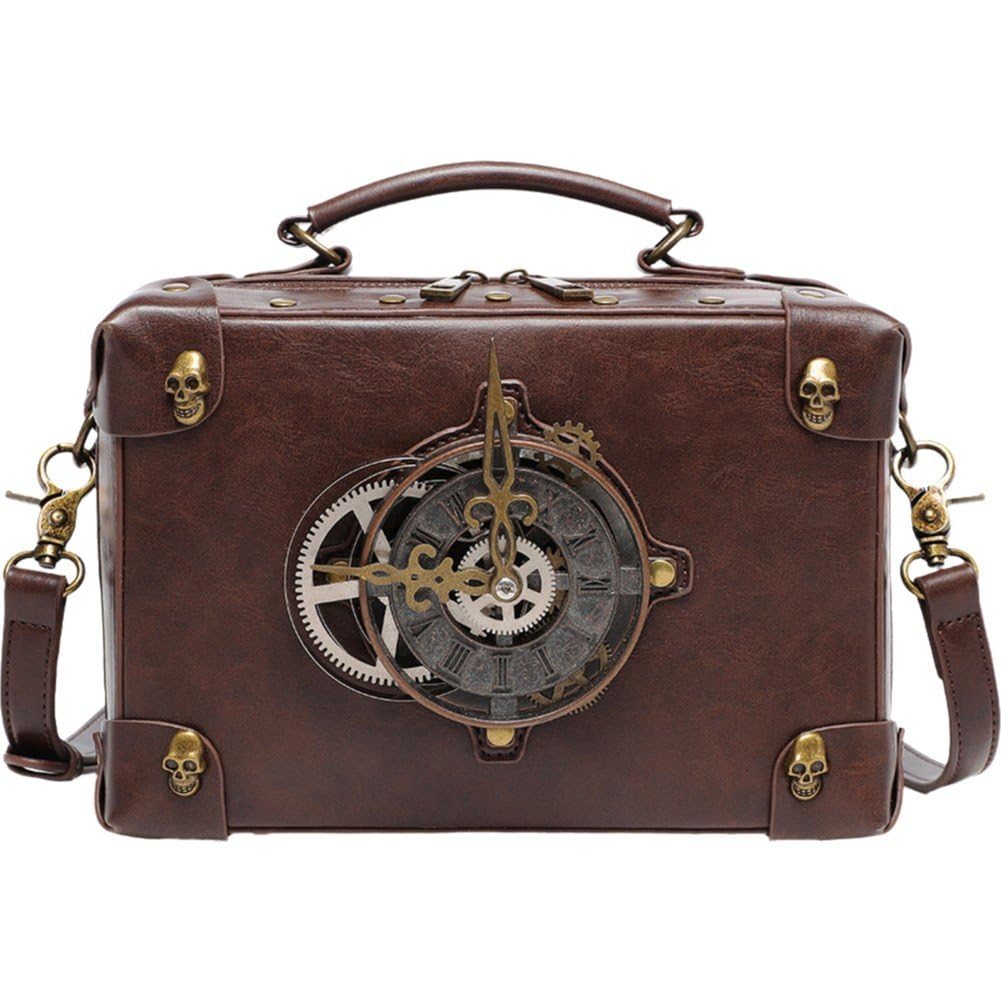 Sac messager punk en cuir pour vos conventions steampunk et festivals gothiques