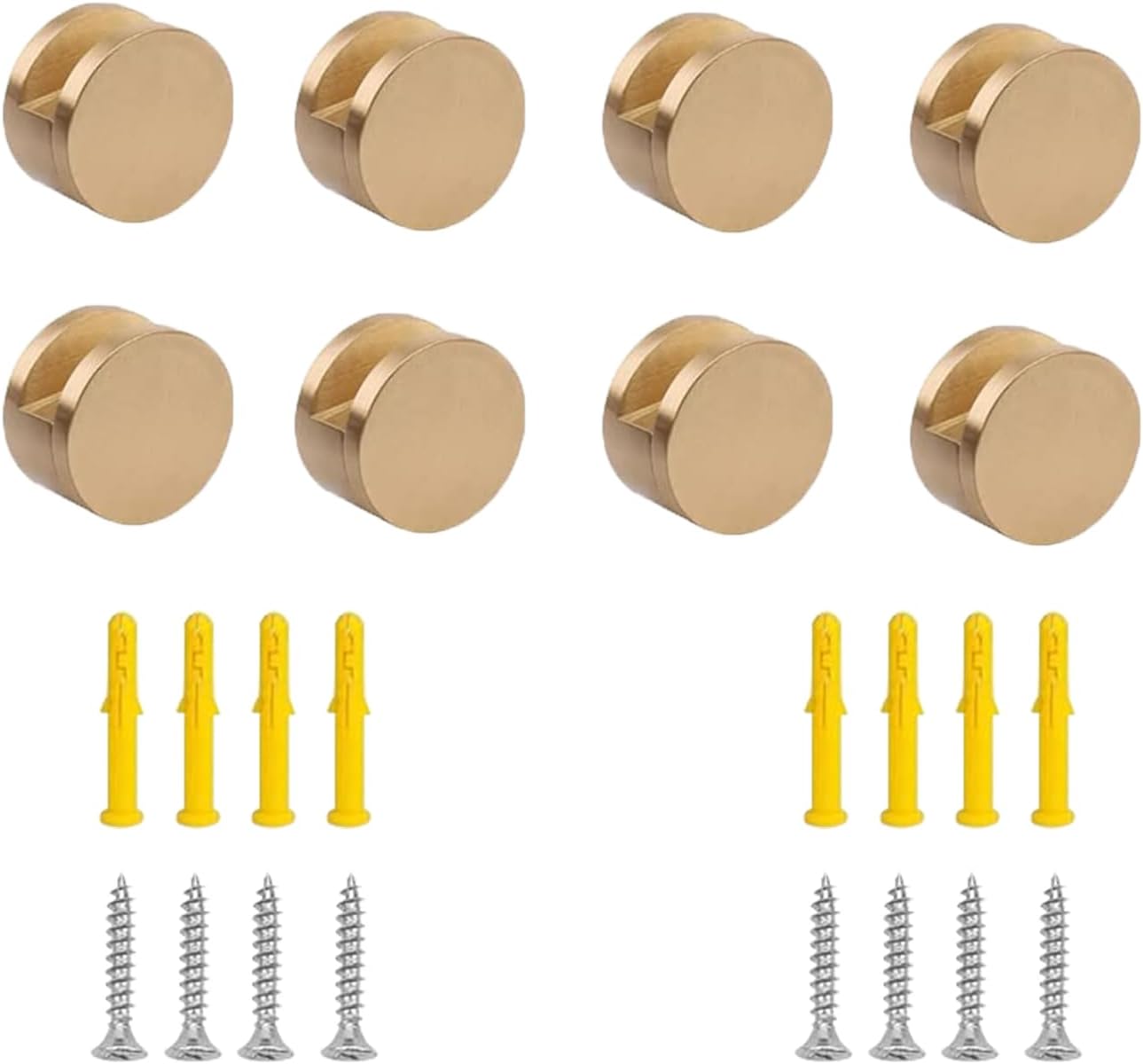 Aluminum Mirror Clips, Round Shape Wall-Mounted Mirrors Bracket, Glass Clips Clamps Holder, Dresser Mirror Fixed Fitting for 5-11mm Thick Mirrors 8 Pcs (Gold)