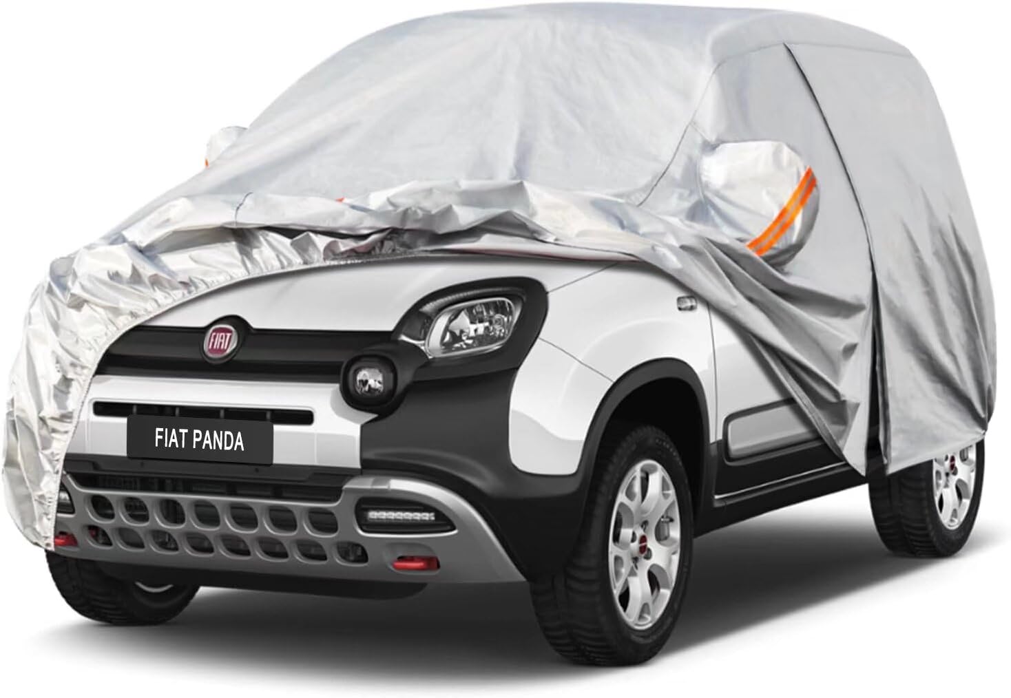 Kayme Telo Copriauto da Esterno, Compatibile con Fiat Panda (2011-2025), Copertura a 6 Starti per Impermeabile Anti UV Anti Vento Antipolvere, Telo Copri con Cerniera e in Cotone. - 1