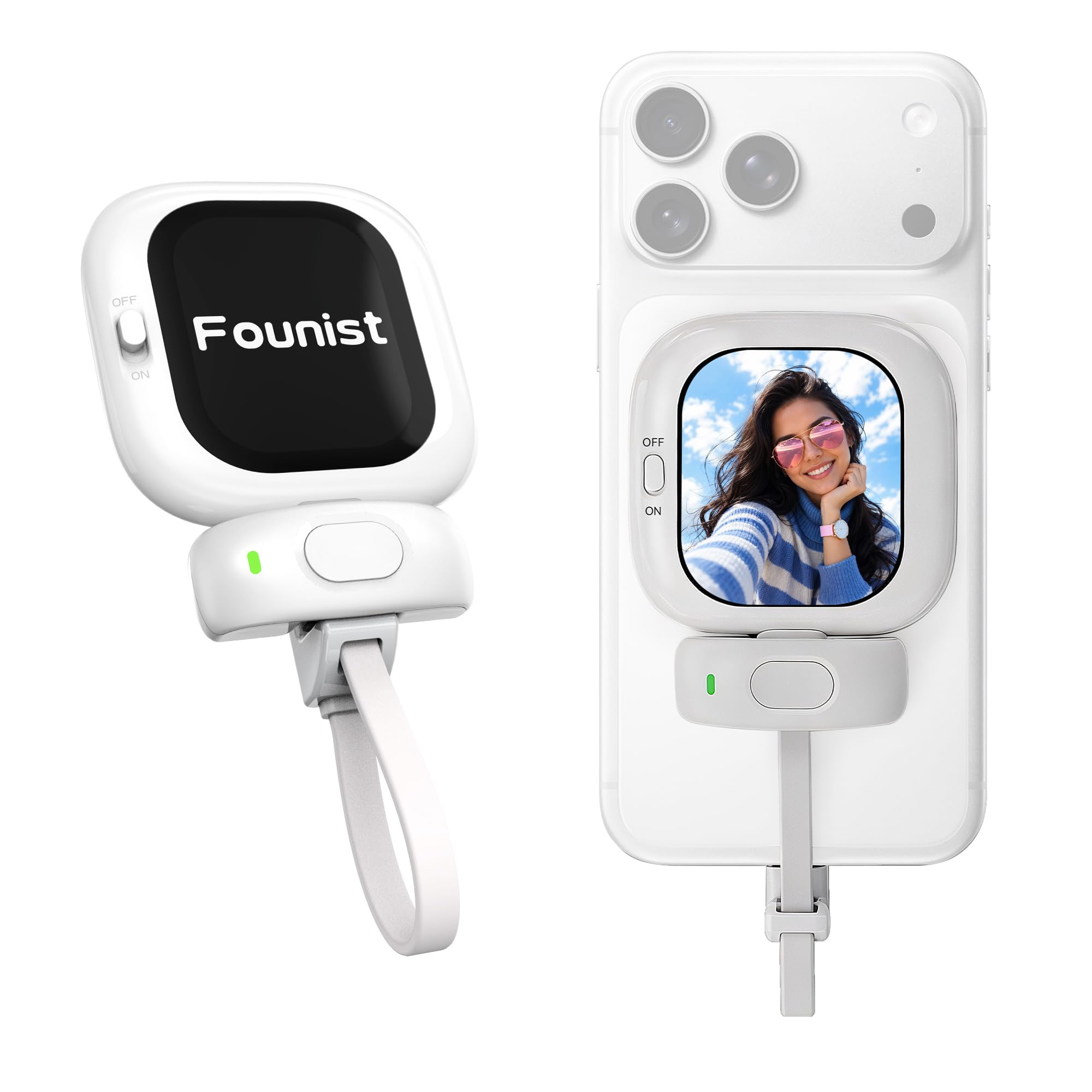 Founist Vlogmate Mini Vlog Selfie Monitor Bildschirm | Telefon Halter Clip Mount für Selfie,Vlog & Live, kompatibel mit iPhone Rückkamera, verzögerungsfrei, unterbrechungsfrei