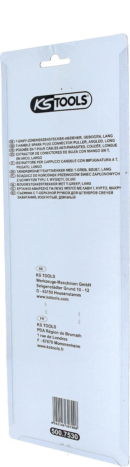 KS Tools 500.7530 Estrattore per Cappucci Candele con Impugnatura a T, Piegato, 280 mm