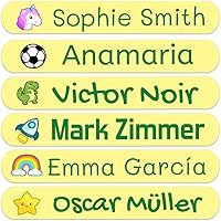 Vista 35 de 50 calcomanías con nombre personalizadas para niños. Etiquetas adhesivas para escuela, jardín de infantes, libros, juguetes y Tupperware. Etiquetas