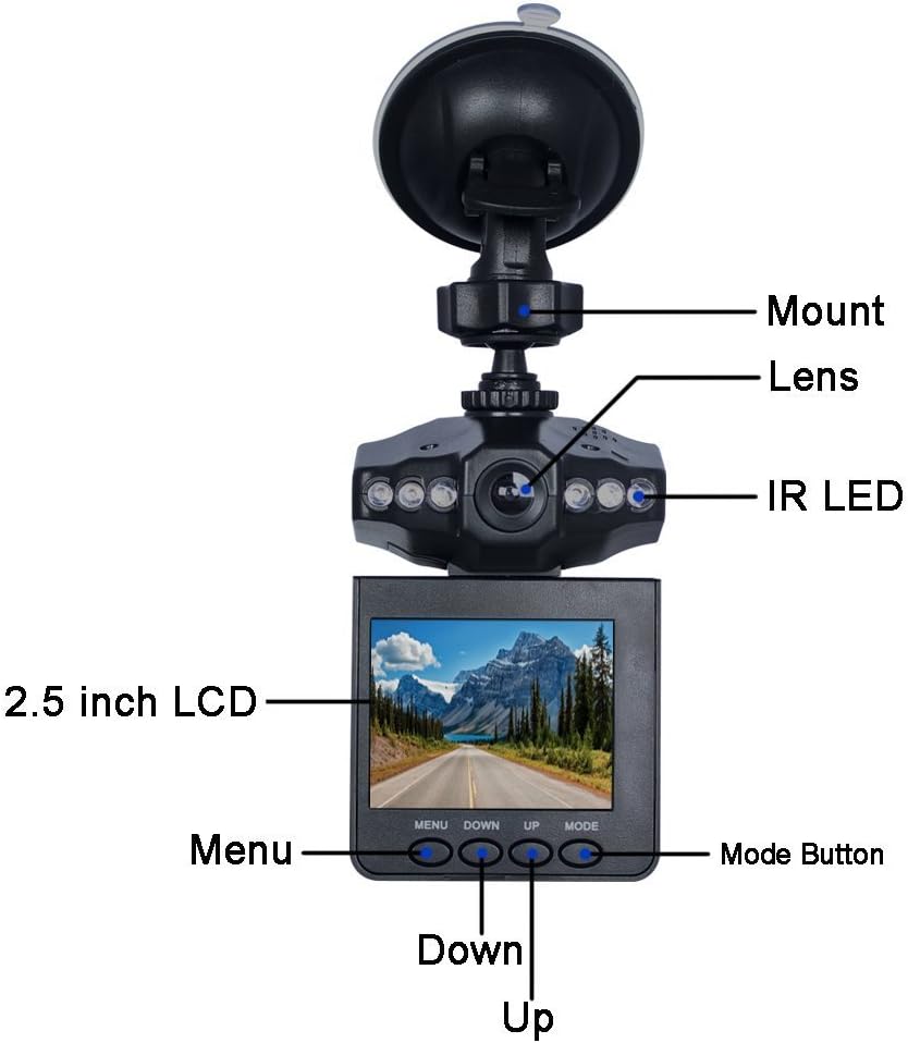 Lecmal on Dash Video, Dash Cam Car DVR Voice Recorders for Cars Supporting TF Card Up to 32 GB with Night Vision (DVR-6D5)