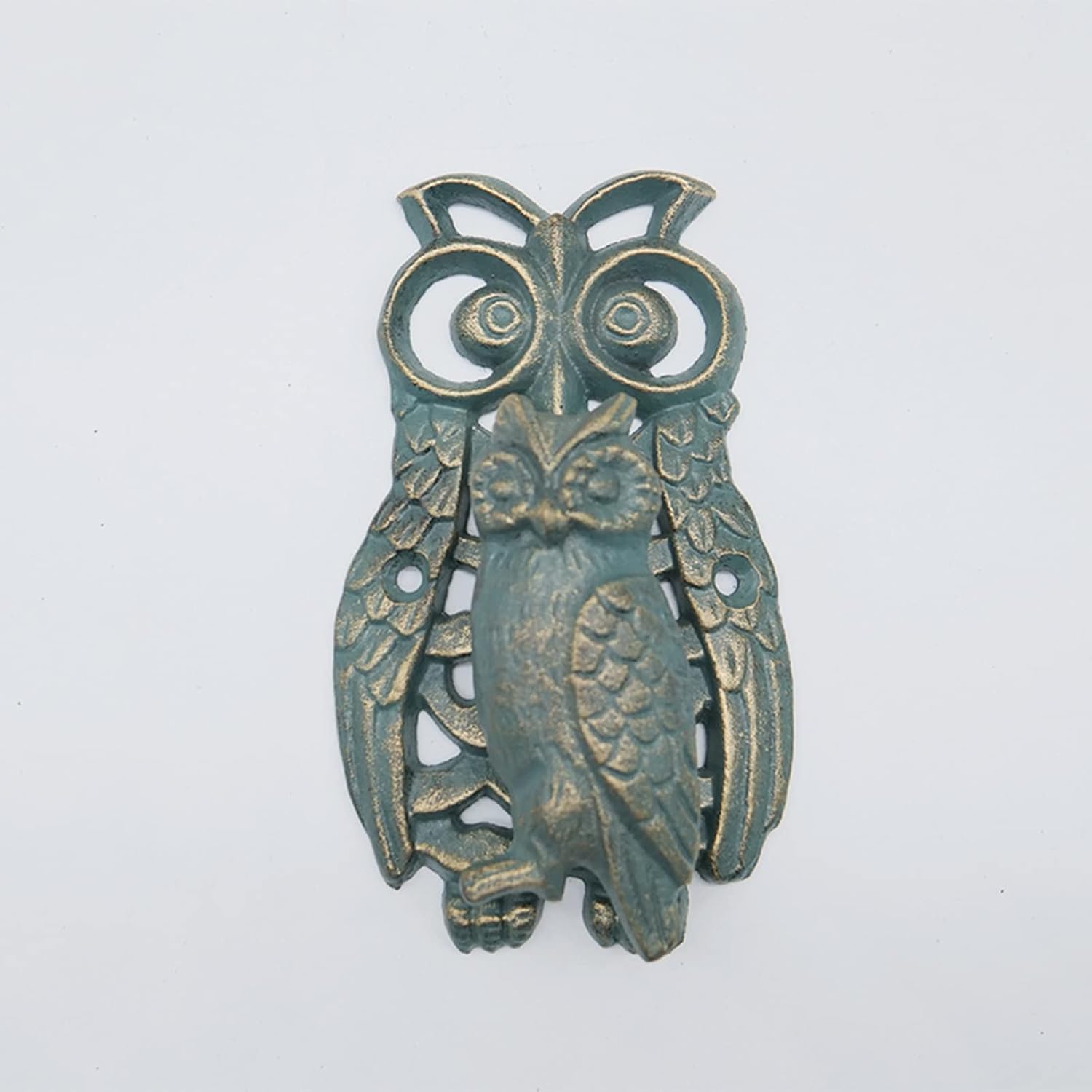 Owl Cast Iron Door Knocker, Classic Outdoor Gate Knockers Door Knobs with Accessories for Garden Courtyard Front Doorknockers