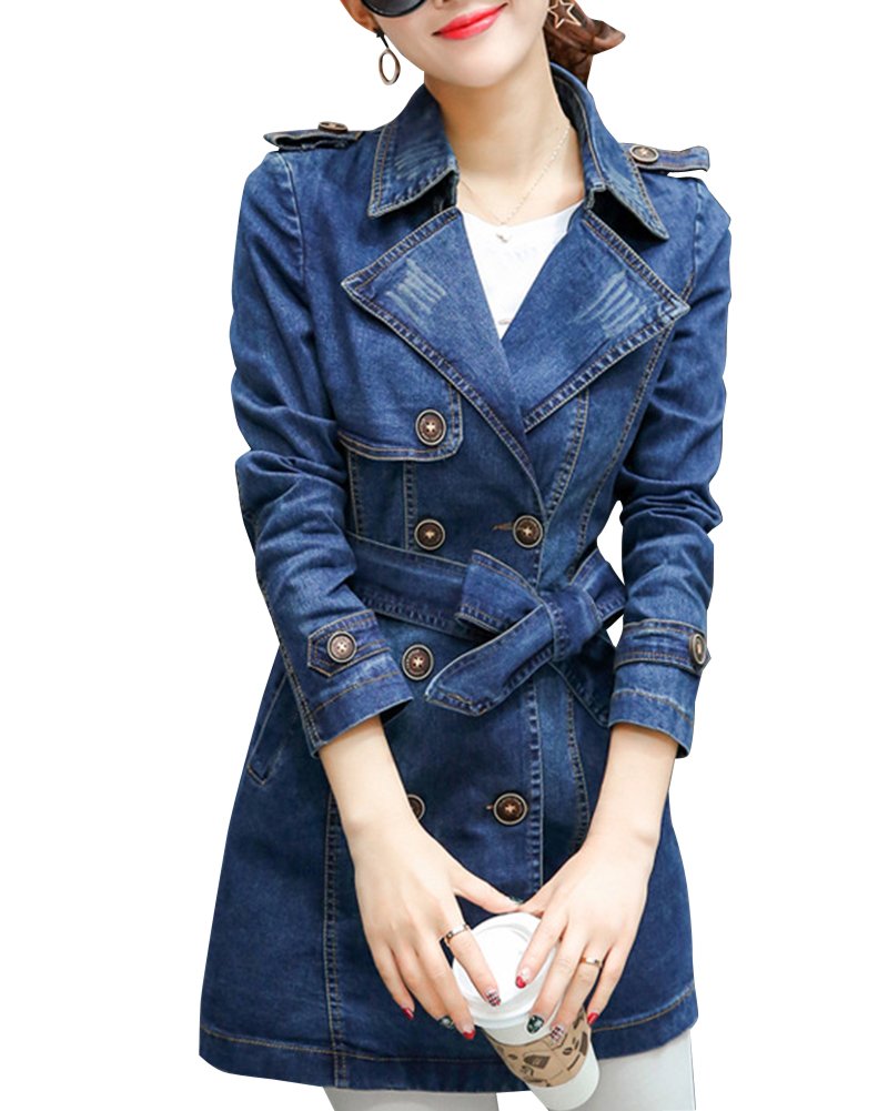 Damen Denimjacke Leichtes Winddicht Übergangs Jacken Draussen Jacke für Mädchen XXL