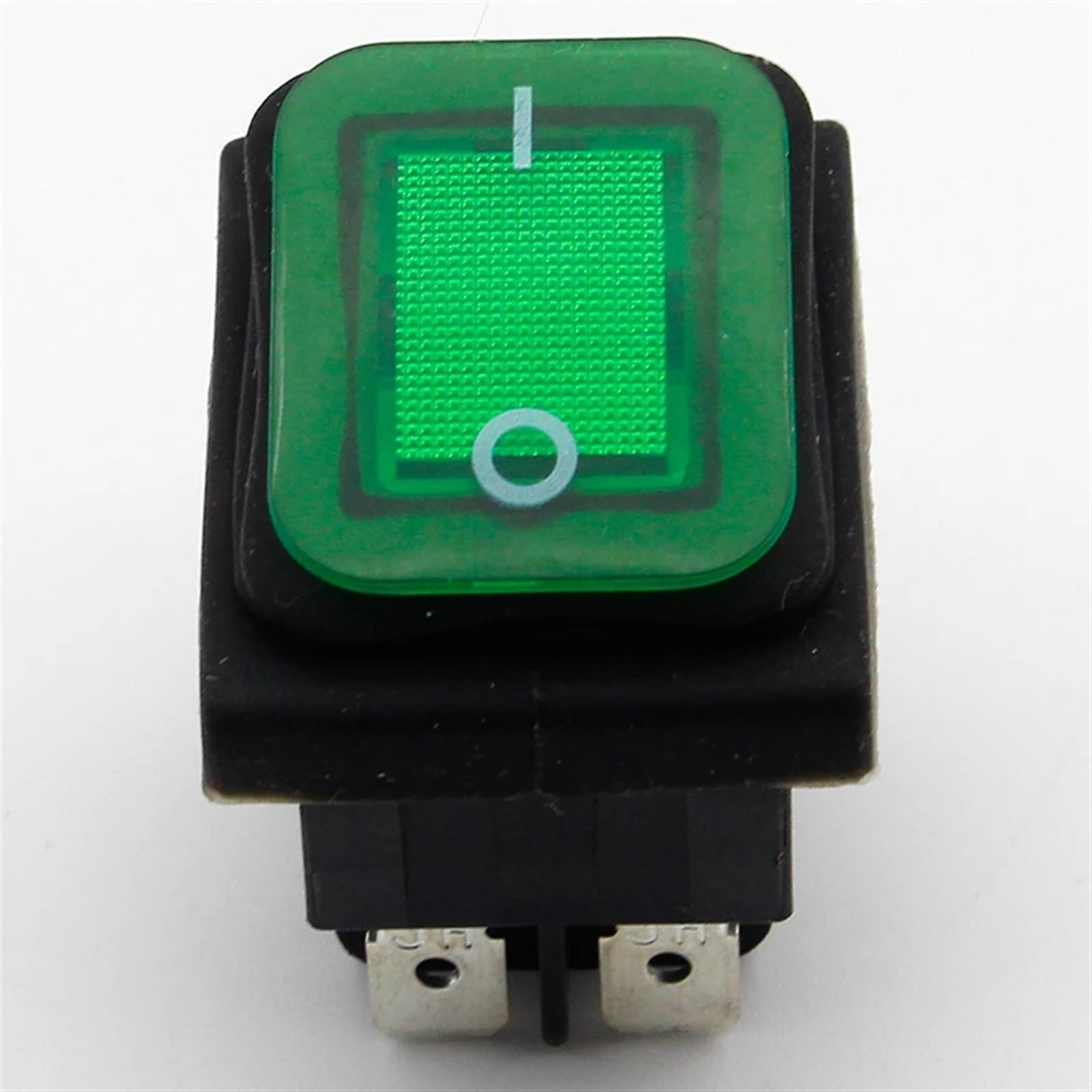 1 Stück grün verriegelnder Wippschalter IP55 4-polig 2 Positionen AC250 V/16 A LED beleuchtet