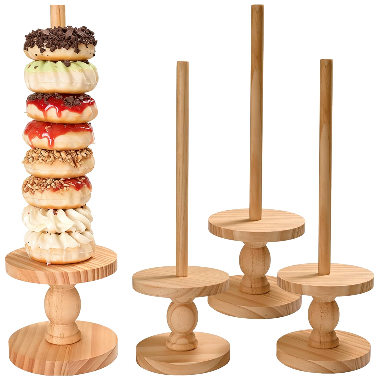 Torre De 4 Piezas Expositor | Torre Para Y Bagels Para Postres Comidas Bodas Cumpleaños Navidad Mesa Servicio Buffet Hogar