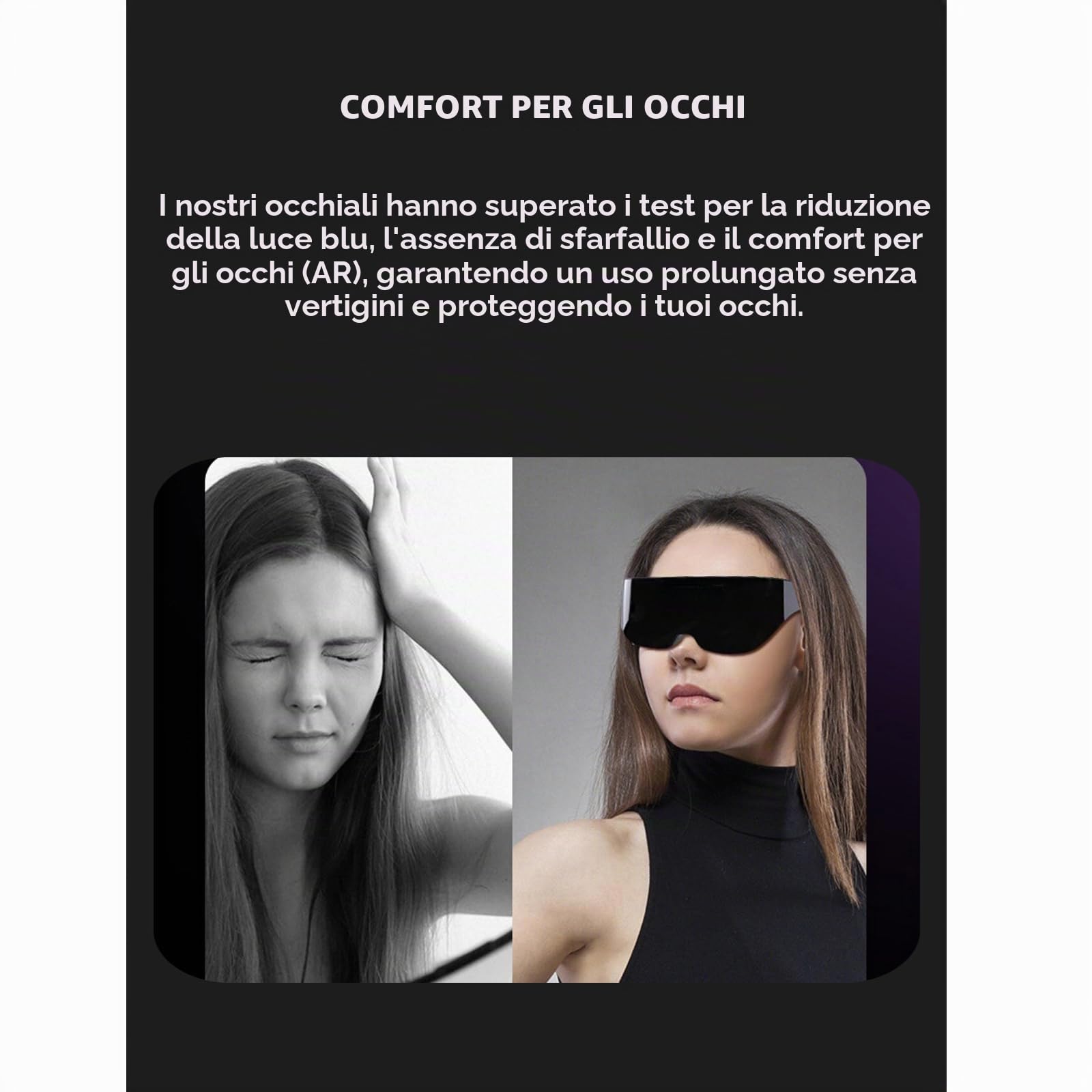 Occhiali 3D Intelligenti, Occhiali 4K HD IMAX Gaint Screen 3D con Correzione della Miopia, Occhiali per Cuffie VR Compatibili con la Miopia, Occhiali per Videogiochi con Visione